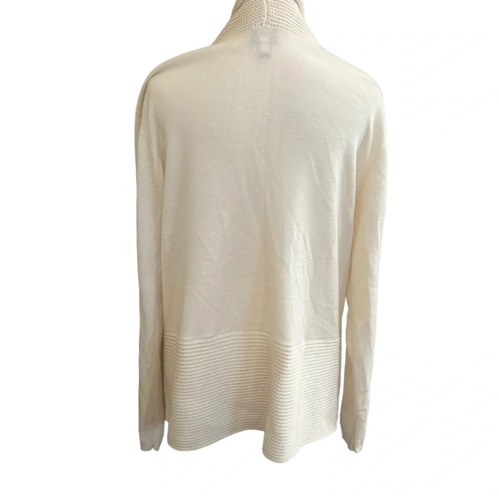 Eileen Fisher Long Cardigan Open-Front Long Sleeves Merino Wool Ivory Size XL - Picture 5 of 9